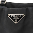 PRADA Tote Bag Nylon Zwart Zilver Auth YKZ1116-17