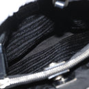PRADA Tote Bag Nylon Zwart Zilver Auth YKZ1116-11