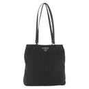 PRADA Tote Bag Nylon Zwart Zilver Auth YKZ1116-13