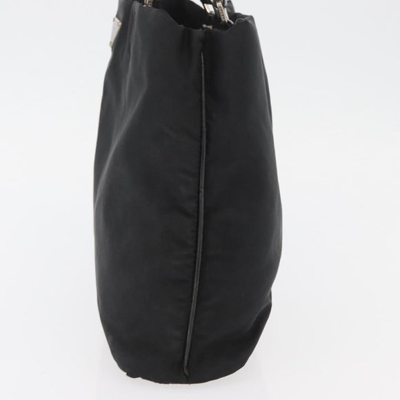 PRADA Tote Bag Nylon Zwart Zilver Auth YKZ1116