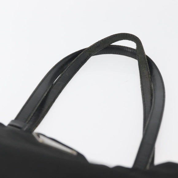 PRADA Tote Bag Nylon Zwart Zilver Auth YKZ1116