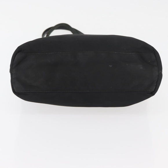 PRADA Tote Bag Nylon Zwart Zilver Auth YKZ1116