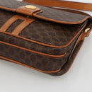 CELINE Macadam Canvas Circle Shoulder Bag PVC Leather Brown Gold Auth YKZ1117-9