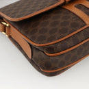 CELINE Macadam Canvas Circle Shoulder Bag PVC Leather Brown Gold Auth YKZ1117-14