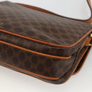 CELINE Macadam Canvas Circle Shoulder Bag PVC Leather Brown Gold Auth YKZ1117-15