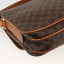 CELINE Macadam Canvas Circle Shoulder Bag PVC Leather Brown Gold Auth YKZ1117-16
