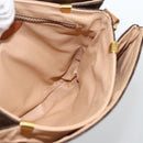 CELINE Macadam Canvas Circle Shoulder Bag PVC Leather Brown Gold Auth YKZ1117-18