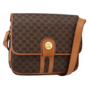 CELINE Macadam Canvas Circle Shoulder Bag PVC Leather Brown Gold Auth YKZ1117-1