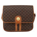 CELINE Macadam Canvas Circle Shoulder Bag PVC Leather Brown Gold Auth YKZ1117-13