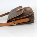 CELINE Macadam Canvas Circle Shoulder Bag PVC Leather Brown Gold Auth YKZ1117-3