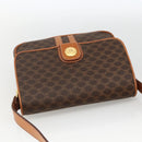 CELINE Macadam Canvas Circle Shoulder Bag PVC Leather Brown Gold Auth YKZ1117-6