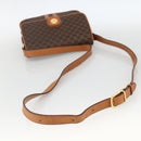 CELINE Macadam Canvas Circle Shoulder Bag PVC Leather Brown Gold Auth YKZ1117-7
