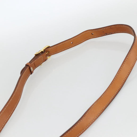 CELINE Macadam Canvas Circle Shoulder Bag PVC Leather Brown Gold Auth YKZ1117