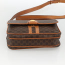 CELINE Macadam Canvas Circle Shoulder Bag PVC Leather Brown Gold Auth YKZ1117-5