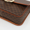 CELINE Macadam Canvas Circle Shoulder Bag PVC Leather Brown Gold Auth YKZ1118-9