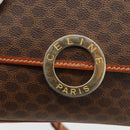 CELINE Macadam Canvas Circle Shoulder Bag PVC Leather Brown Gold Auth YKZ1118-17