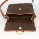 CELINE Macadam Canvas Circle Shoulder Bag PVC Leather Brown Gold Auth YKZ1118-18