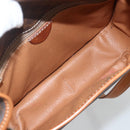 CELINE Macadam Canvas Circle Shoulder Bag PVC Leather Brown Gold Auth YKZ1118-10