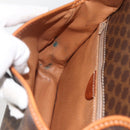 CELINE Macadam Canvas Circle Shoulder Bag PVC Leather Brown Gold Auth YKZ1118-20