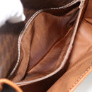 CELINE Macadam Canvas Circle Shoulder Bag PVC Leather Brown Gold Auth YKZ1118-11
