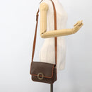 CELINE Macadam Canvas Circle Shoulder Bag PVC Leather Brown Gold Auth YKZ1118-23