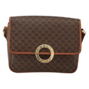 CELINE Macadam Canvas Circle Shoulder Bag PVC Leather Brown Gold Auth YKZ1118-13