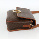 CELINE Macadam Canvas Circle Shoulder Bag PVC Leather Brown Gold Auth YKZ1118-4