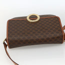 CELINE Macadam Canvas Circle Shoulder Bag PVC Leather Brown Gold Auth YKZ1118-6
