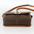 CELINE Macadam Canvas Circle Shoulder Bag PVC Leather Brown Gold Auth YKZ1118-5