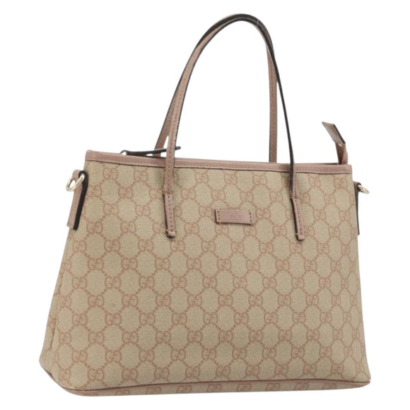 GUCCI GG Supreme Tote Bag PVC Beige Gold 353440 Auth YKZ112