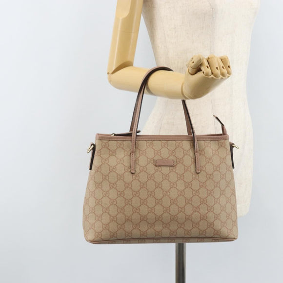 GUCCI GG Supreme Tote Bag PVC Beige Gold 353440 Auth YKZ112