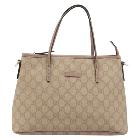 GUCCI GG Supreme Tote Bag PVC Beige Gold 353440 Auth YKZ112