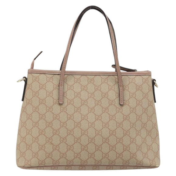 GUCCI GG Supreme Tote Bag PVC Beige Gold 353440 Auth YKZ112