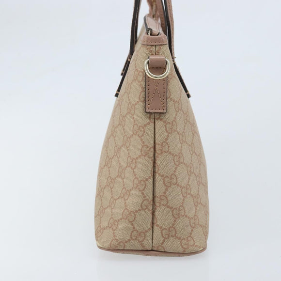 GUCCI GG Supreme Tote Bag PVC Beige Gold 353440 Auth YKZ112