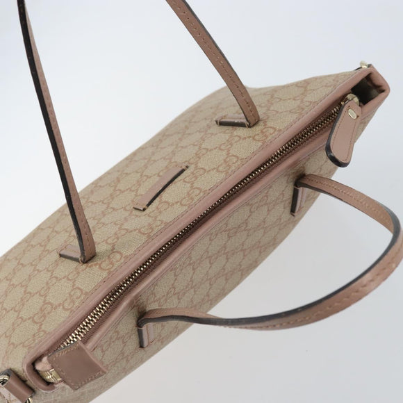 GUCCI GG Supreme Tote Bag PVC Beige Gold 353440 Auth YKZ112
