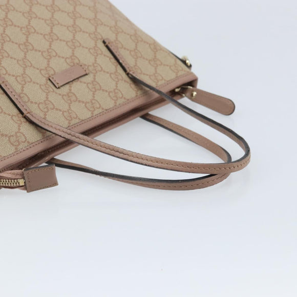 GUCCI GG Supreme Tote Bag PVC Beige Gold 353440 Auth YKZ112