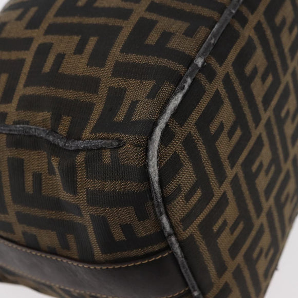 FENDI Zucca Canvas Vanity Hand Bag Brown Black Auth YKZ1120