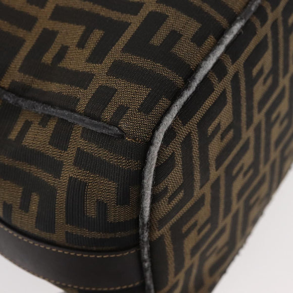 FENDI Zucca Canvas Vanity Hand Bag Brown Black Auth YKZ1120