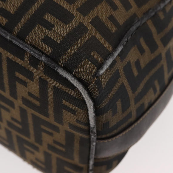 FENDI Zucca Canvas Vanity Hand Bag Brown Black Auth YKZ1120