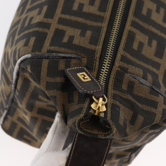 FENDI Zucca Canvas Vanity Hand Bag Brown Black Auth YKZ1120