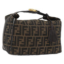 FENDI Zucca Canvas Vanity Hand Bag Brown Black Auth YKZ1120-1