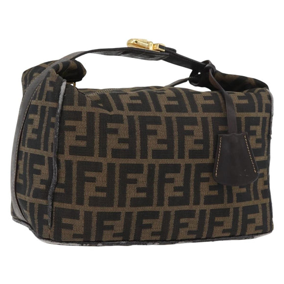 FENDI Zucca Canvas Vanity Hand Bag Brown Black Auth YKZ1120