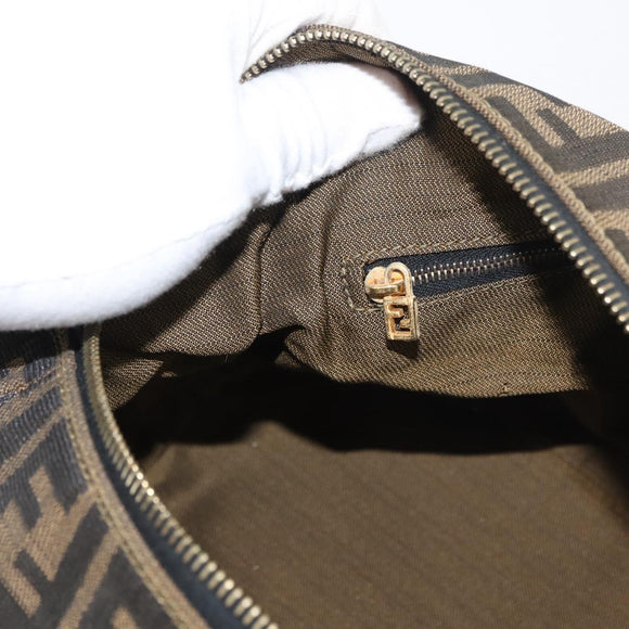 FENDI Zucca Canvas Vanity Hand Bag Brown Black Auth YKZ1120