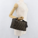 FENDI Zucca Canvas Vanity Hand Bag Brown Black Auth YKZ1120-25