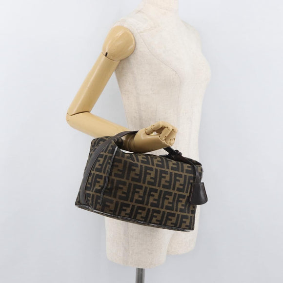 FENDI Zucca Canvas Vanity Hand Bag Brown Black Auth YKZ1120