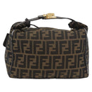 FENDI Zucca Canvas Vanity Hand Bag Brown Black Auth YKZ1120-2