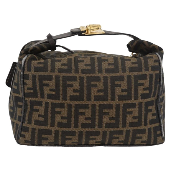 FENDI Zucca Canvas Vanity Hand Bag Brown Black Auth YKZ1120
