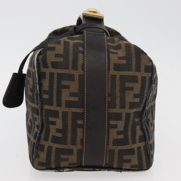 FENDI Zucca Canvas Vanity Hand Bag Brown Black Auth YKZ1120