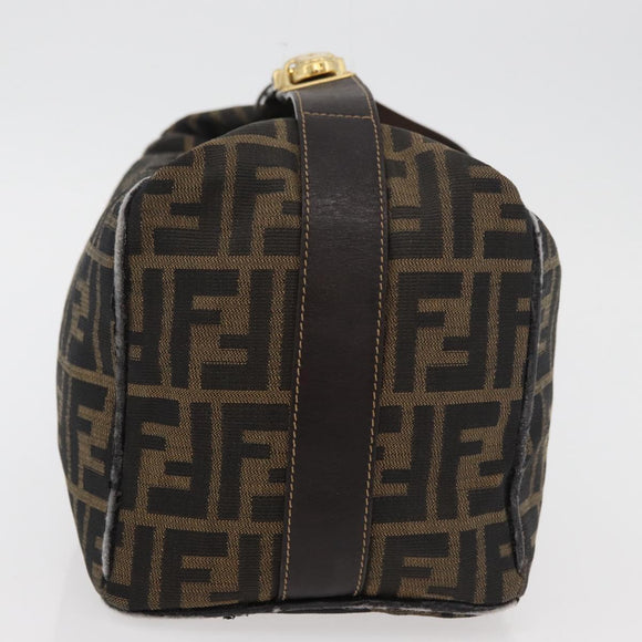 FENDI Zucca Canvas Vanity Hand Bag Brown Black Auth YKZ1120