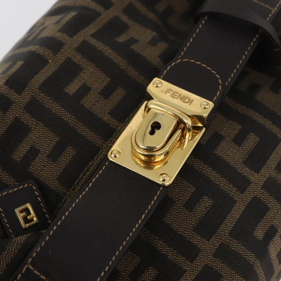FENDI Zucca Canvas Vanity Hand Bag Brown Black Auth YKZ1120